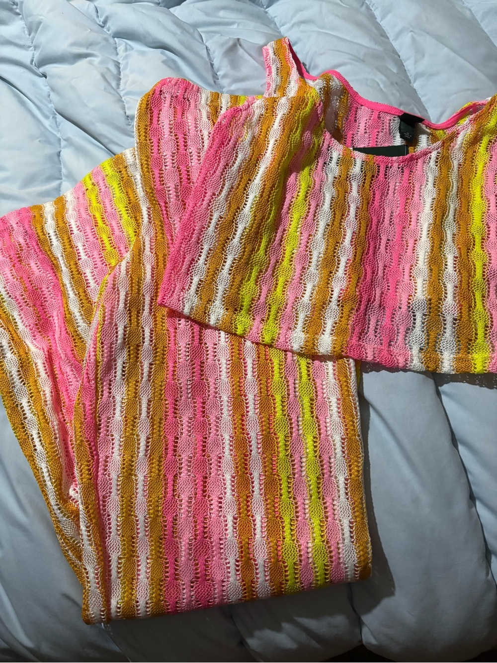 wild fable Pink, Yellow & White Crochet Top and pants